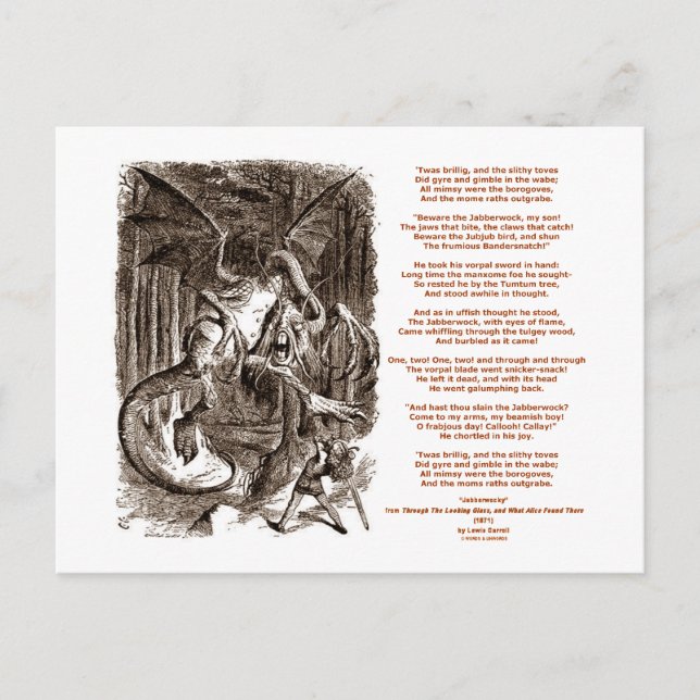 Jabberwocky Poem by Lewis Carroll Postcard (Front)