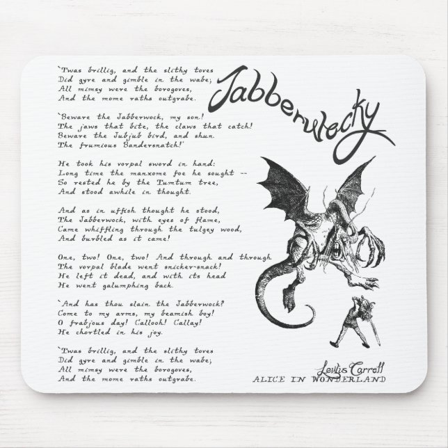 Jabberwocky Poem Mouse Mat (Front)