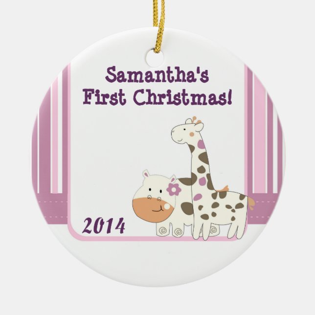 Jacana Jungle Giraffe Personalised Name Ornament (Front)