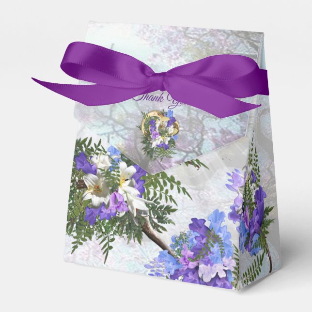 Jacaranda Blooms & Lily Bouquet Favour Box (Front Side)
