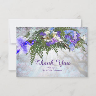 Jacaranda Blooms & Lily  Bouquet Thank You Card
