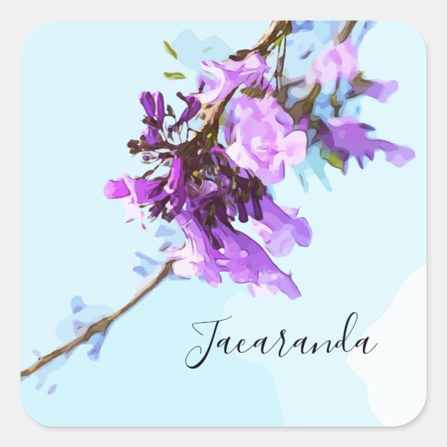 Jacaranda Purple Australia Flowers watercolor   Square Sticker (Front)