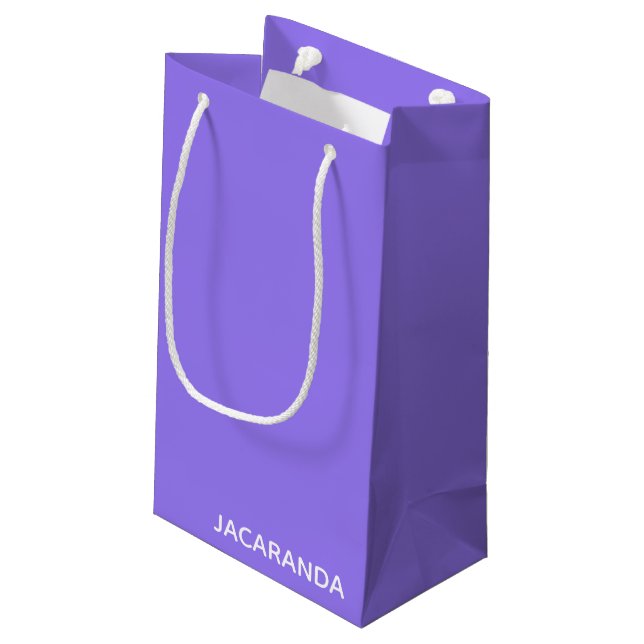 Jacaranda purple color name small gift bag (Back Angled)