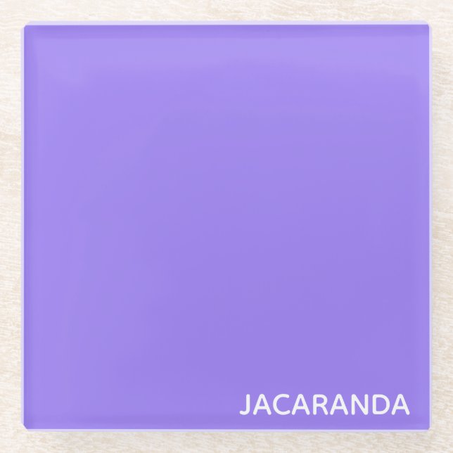 Jacaranda purple colour name glass coaster (Front)