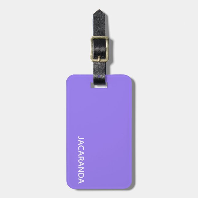 Jacaranda purple colour name luggage tag (Front Vertical)