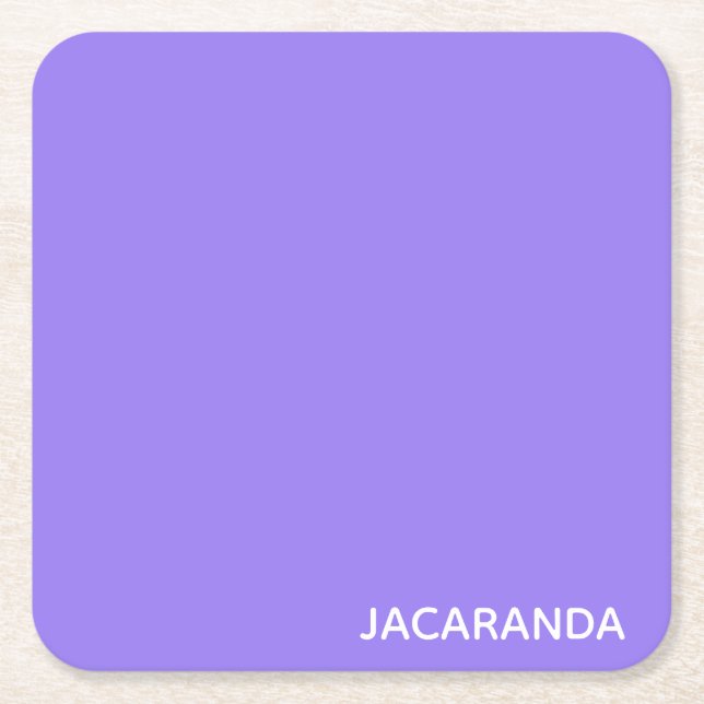 Jacaranda purple colour name square paper coaster (Front)