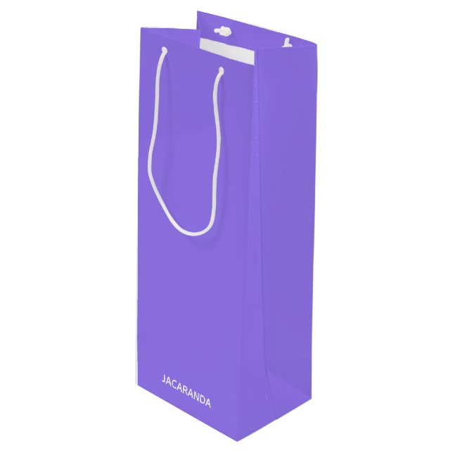 Jacaranda purple colour name wine gift bag (Front Angled)