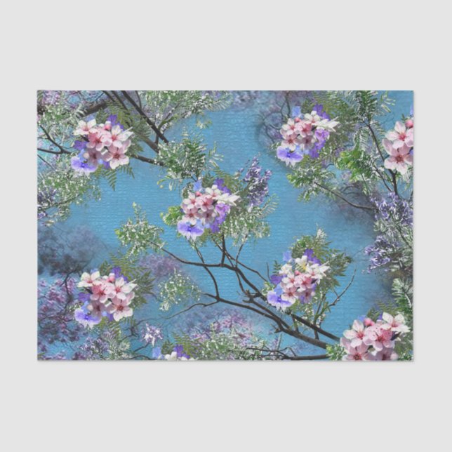 Jacaranda Spring Blooms Repeat Patterns Clutch Tissue Paper (Front)