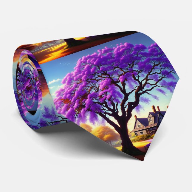 Jacaranda Tree Farm House, Neck Tie (Rolled)