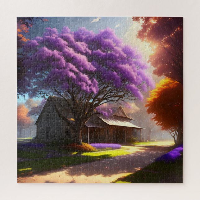 Jacaranda Tree Farmhouse, Jigsaw Puzzle (Vertical)