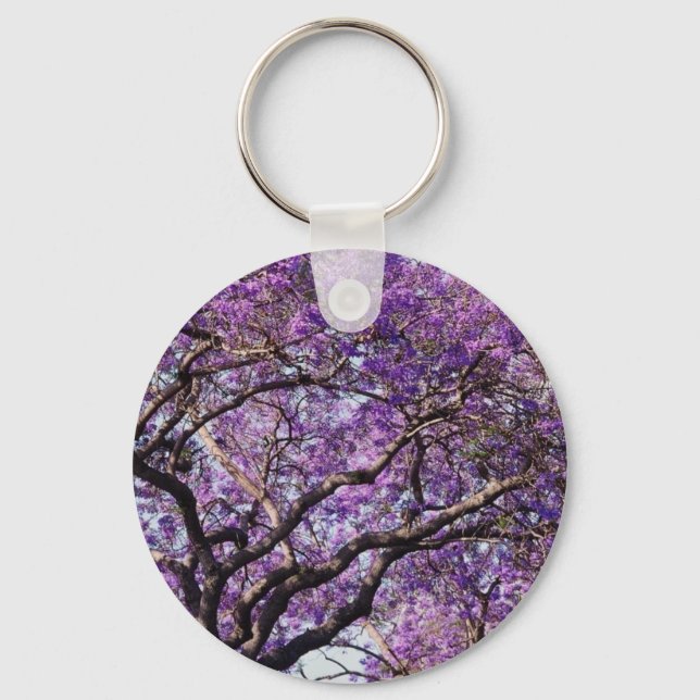 Jacaranda tree in spring bloom flowers key ring (Front)