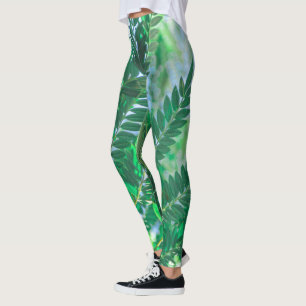 Jacaranda Tree Leaves Green Colors Leggings