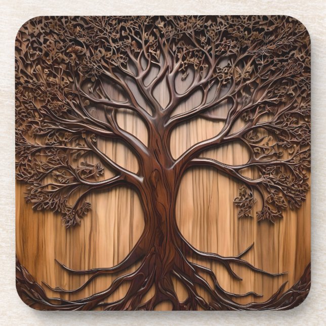 Jacaranda Tree: Nature's Artistry in Wood, Coaster (Front)