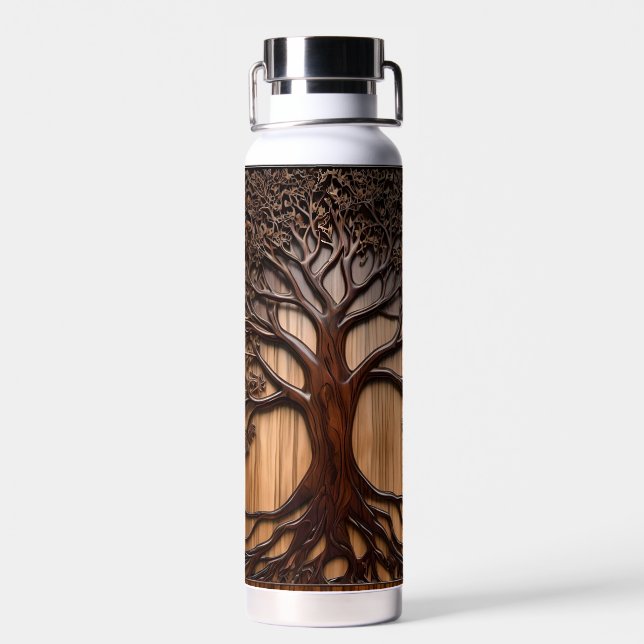 Jacaranda Tree: Nature's Artistry in Wood, Water Bottle (Back)