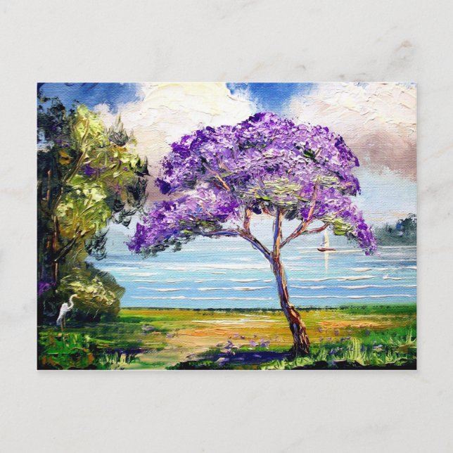 Jacaranda Tree Tropical Art Postcard (Front)
