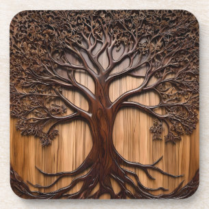 Jacaranda Tree Wood Carving, Coaster