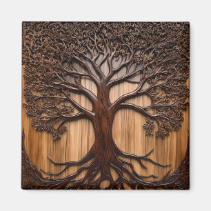 Jacaranda Tree Wood Carving, Magnet