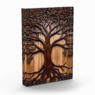 Jacaranda Tree Wood Carving, Photo Block