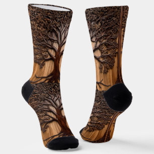 Jacaranda Tree Wood Carving, Socks