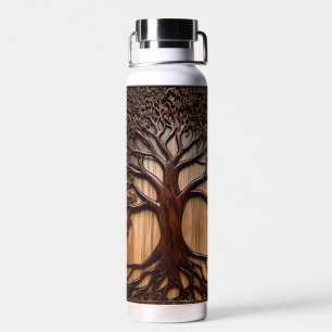 Jacaranda Tree Wood Carving, Water Bottle