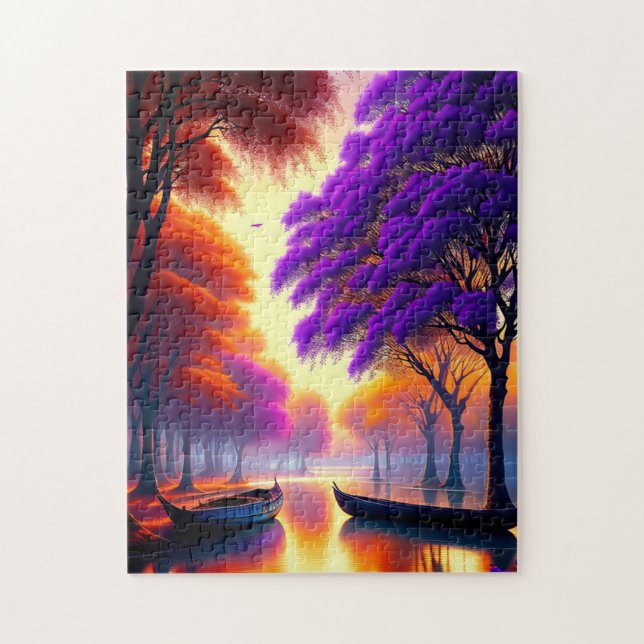 Jacaranda Trees And Orange Blossoms, Jigsaw Puzzle (Vertical)
