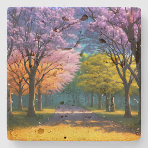 Jacaranda Trees In Forest, Stone Coaster