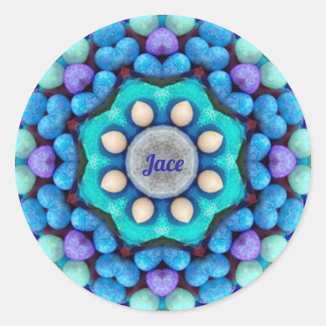 JACE EASTER ~ Blue Green EGGS for Easter Giving~   Classic Round Sticker (Front)