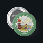 Jack and Jill Mother Goose Birthday Party Items  6 Cm Round Badge<br><div class="desc">Nursery Rhyme illustration from "The Real Mother Goose" by Blanche Fisher Wright (1916). An out-of-copyright, public domain image. This is made from a very high resolution image, scanned directly form the original source, and thus offers the highest quality available. Jack and Jill went up the hill, To fetch a pail...</div>