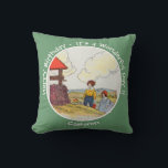 Jack and Jill Mother Goose Birthday Party Items  Cushion<br><div class="desc">Nursery Rhyme illustration from "The Real Mother Goose" by Blanche Fisher Wright (1916). An out-of-copyright, public domain image. This is made from a very high resolution image, scanned directly form the original source, and thus offers the highest quality available. Jack and Jill went up the hill, To fetch a pail...</div>