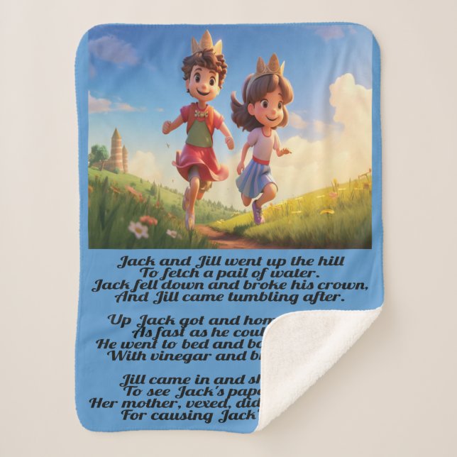 Jack and Jill - Nursery Rhyme Sherpa Blanket (Front)