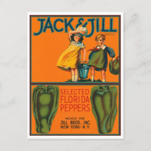 Jack and Jill Peppers Vintage Crate Label Postcard