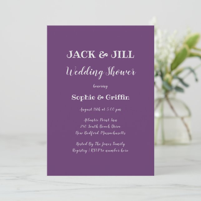 Jack and Jill Purple Shower For Couple Invitation (Standing Front)