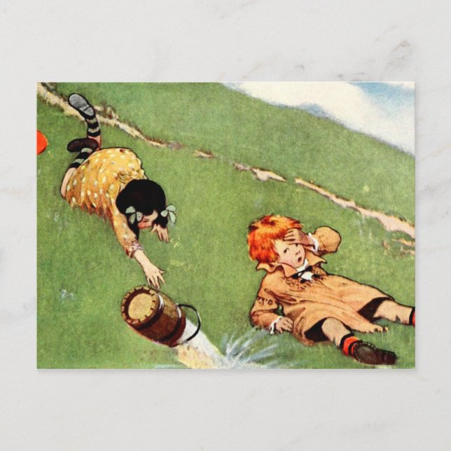 Jack and Jill tumbling down the hill Postcard (Front)