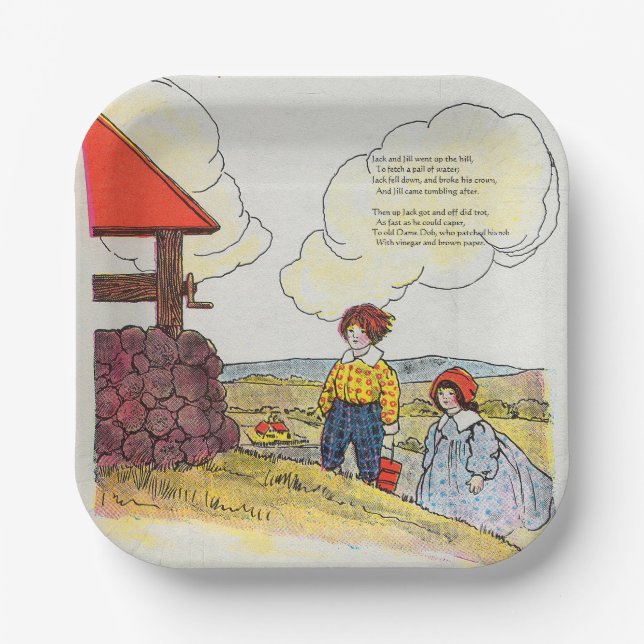 Jack and Jill went up the hill Nursery Rhyme Paper Plate (Front)