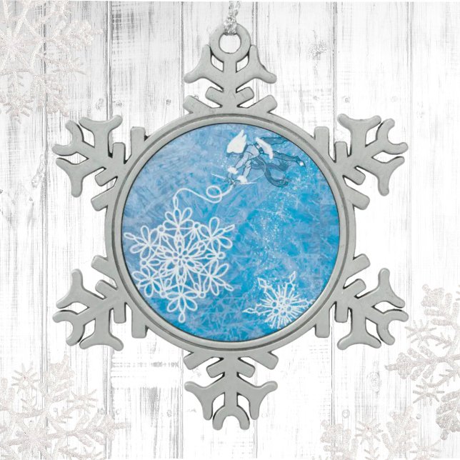 Jack Frost and the Creation of the Snowflake Snowflake Pewter Christmas Ornament (Creator Uploaded)