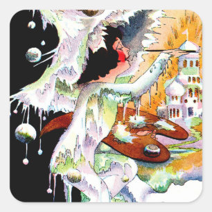 “Jack Frost Painting” Fairy Art by M T Ross Square Sticker