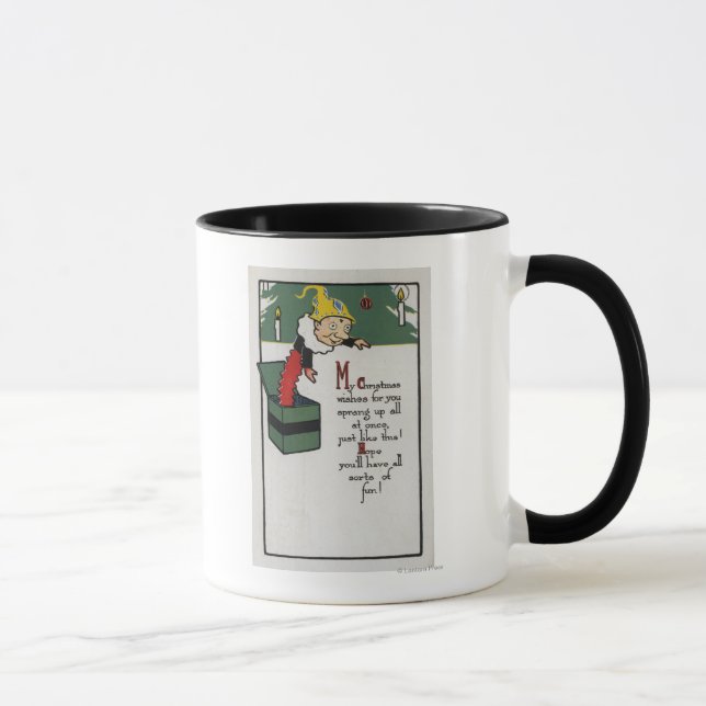Jack-in-the-Box Sending Christmas Wishes Mug (Right)