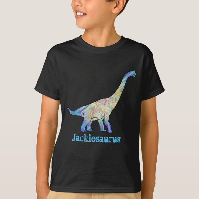 Jack iosaurus colourful Brachiosaurus Dinosaur Art T-Shirt (Front)