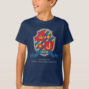 Jack J letter name meaning crest knights shield T-Shirt