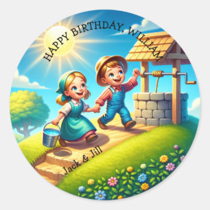 Jack & Jill Nursery Rhyme Birthday  Classic Round Sticker