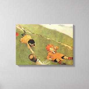 Jack & Jill Nursery Rhyme Stretched Canvas Print