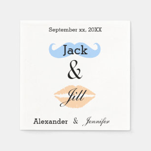 Jack & Jill Party Moustache & Kiss Napkins