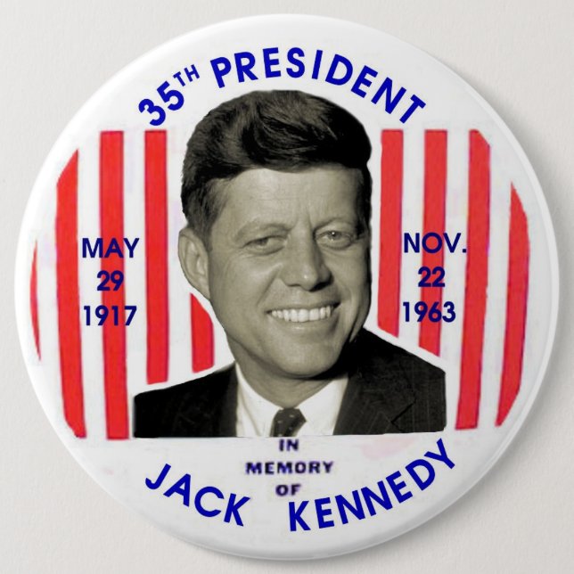 Jack Kennedy memorial pinback 6 Cm Round Badge (Front)