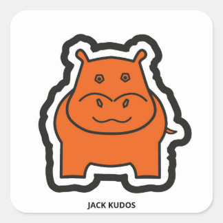 Jack Kudos White Square Sticker