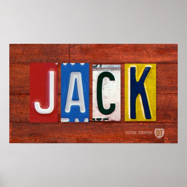 JACK License Plate Lettering Name Sign Poster (Front)
