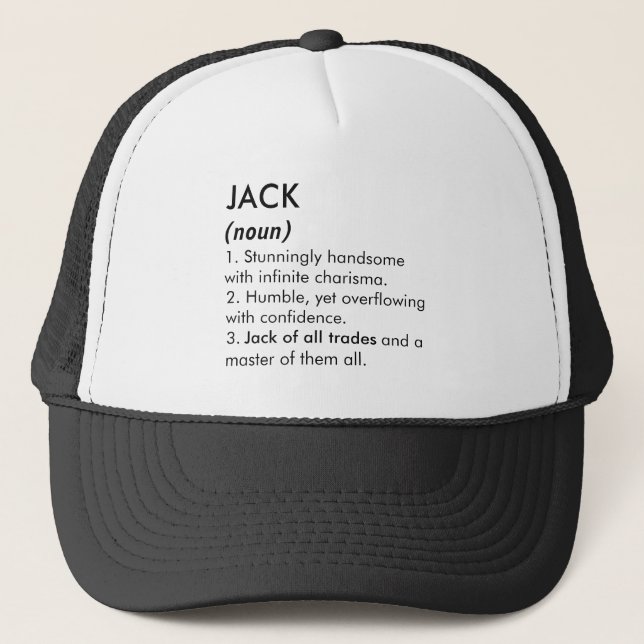 Jack name, Editable name, Custom name Trucker Hat (Front)