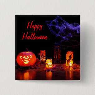 Jack-O-Lantern And Candles Button