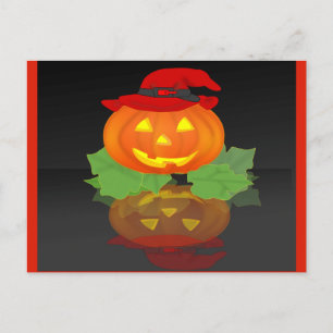Jack O Lantern and his Reflection - Holiday Postcard