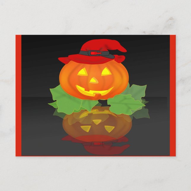 Jack O Lantern and his Reflection - Holiday Postcard (Front)