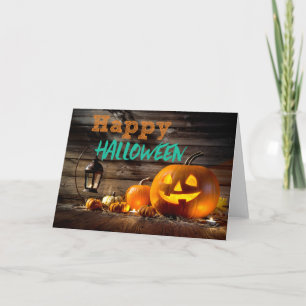 Jack-O-Lantern Autumn Pumpkin Happy Halloween Card